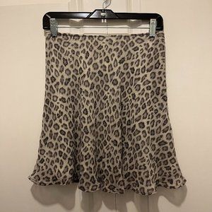 Joie Gray Animal Print Skirt in 100% Silk with Beading